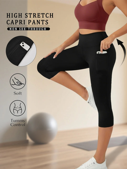 Hoch taillierte Sportleggings bis zur Wadenmitte | Luvia Active