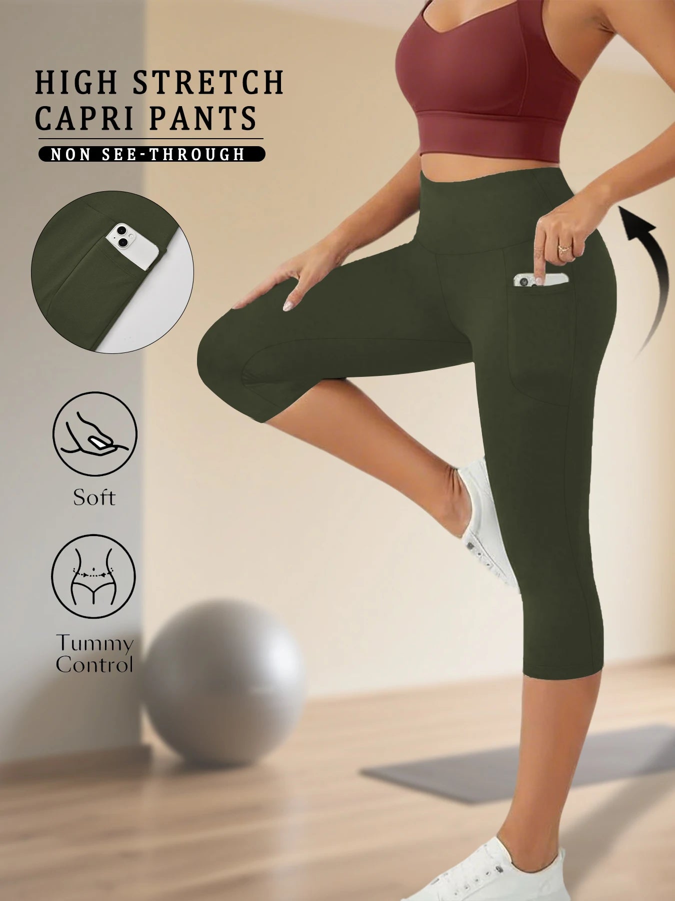 High-Waist Mid-Calf Sports Leggings | Luvia Active
